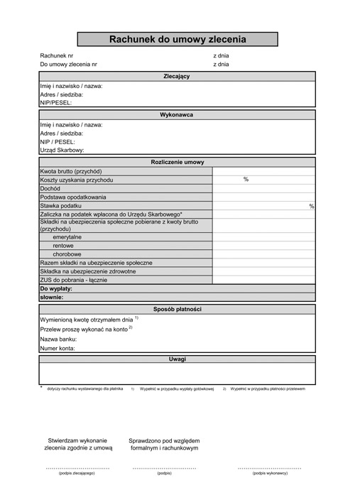 Rachunek Darmowy wzór do pobrania RCPonline